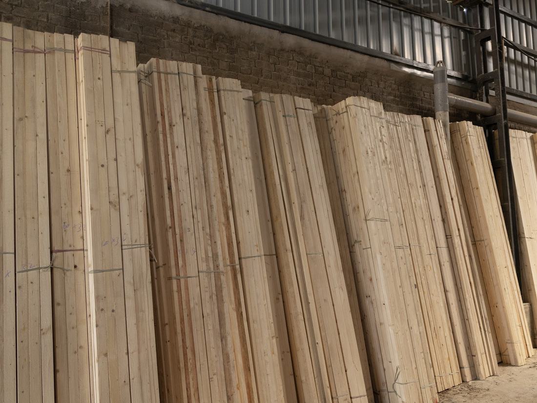 Row of pine planks